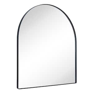 MANTELARCH 30 in. W x 34 in. H Arched Stainless Steel Framed Wall Mounted Bathroom Vanity Mirror in Matt Black