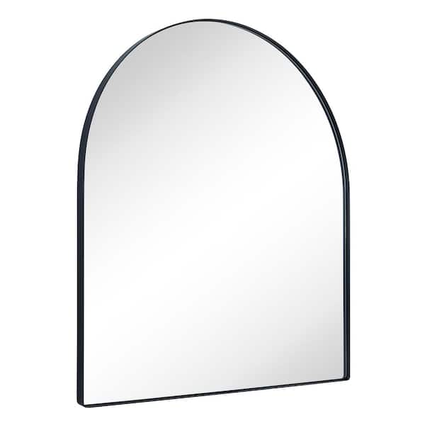 TEHOME MANTELARCH 30 in. W x 34 in. H Arched Stainless Steel Framed Wall Mounted Bathroom Vanity Mirror in Matt Black