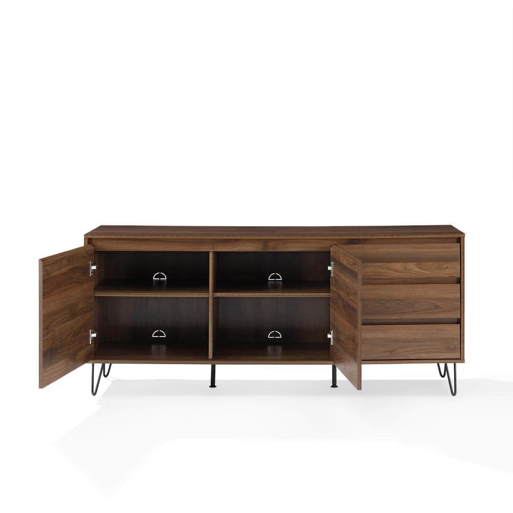 Teagan Brown Oak Mid Century Record Storage Sideboard Cabinet