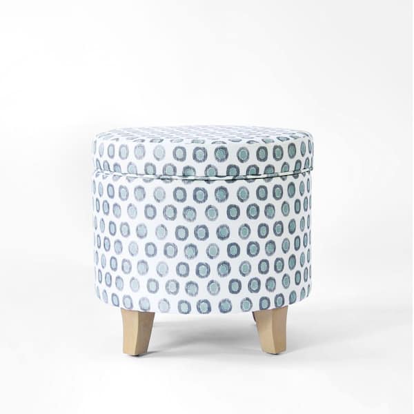 Homepop Small Medallion Ikat Print Upholstered Round Storage Ottoman