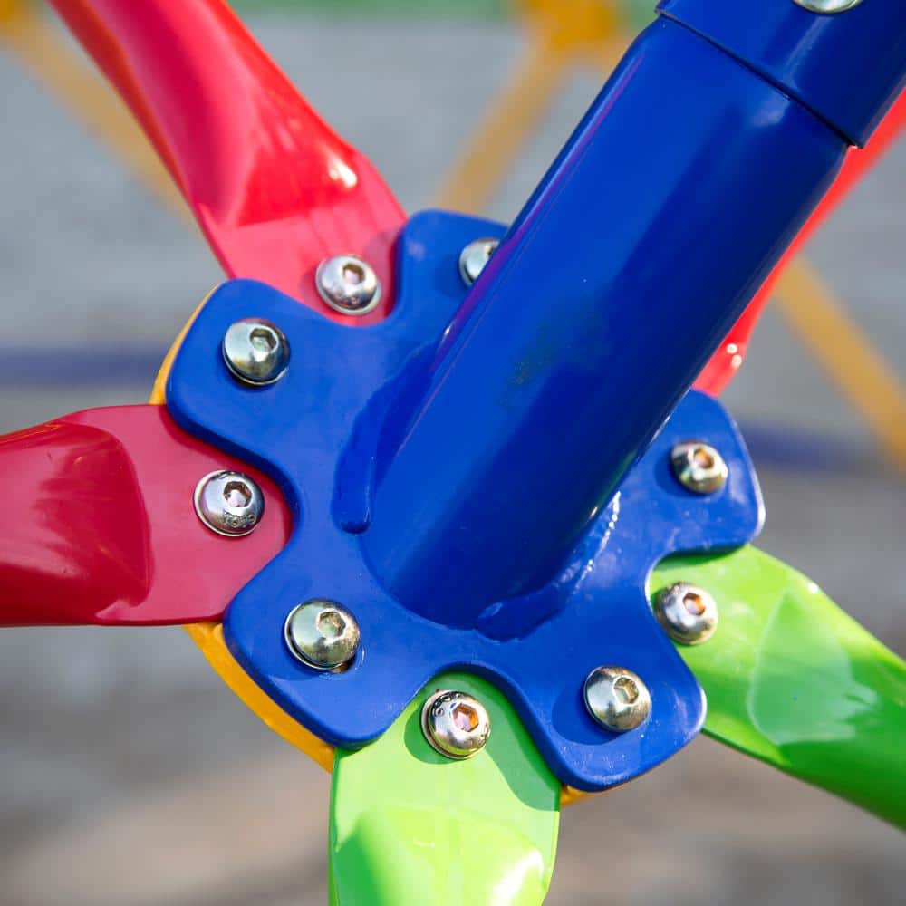 Multicolor Steel Geo Dome Climber with Swing Set and Basketball Hoop