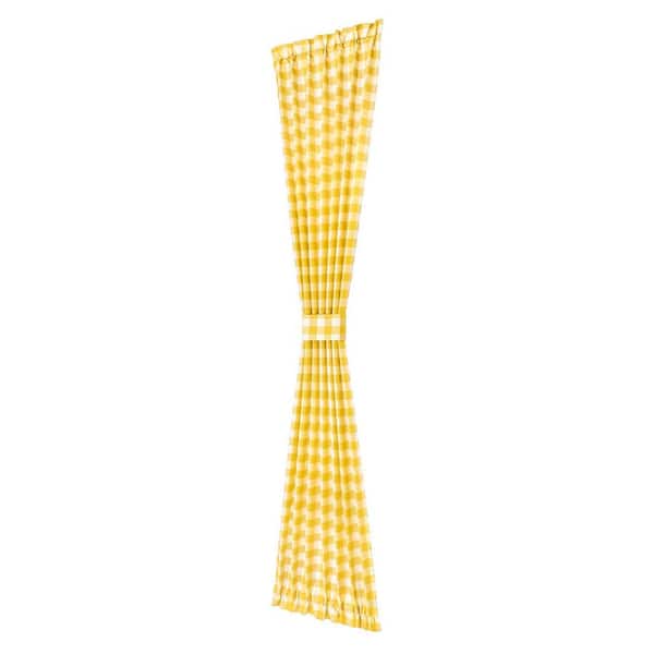 ACHIM Buffalo Check 25 in. W x 72 in. L Polyester/Cotton Light Filtering Door Panel and Tieback in Yellow