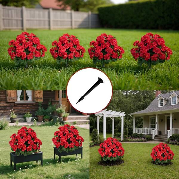 2PACK 1. 97FT Red Artificial Trees With Ground Spike, Boxwood