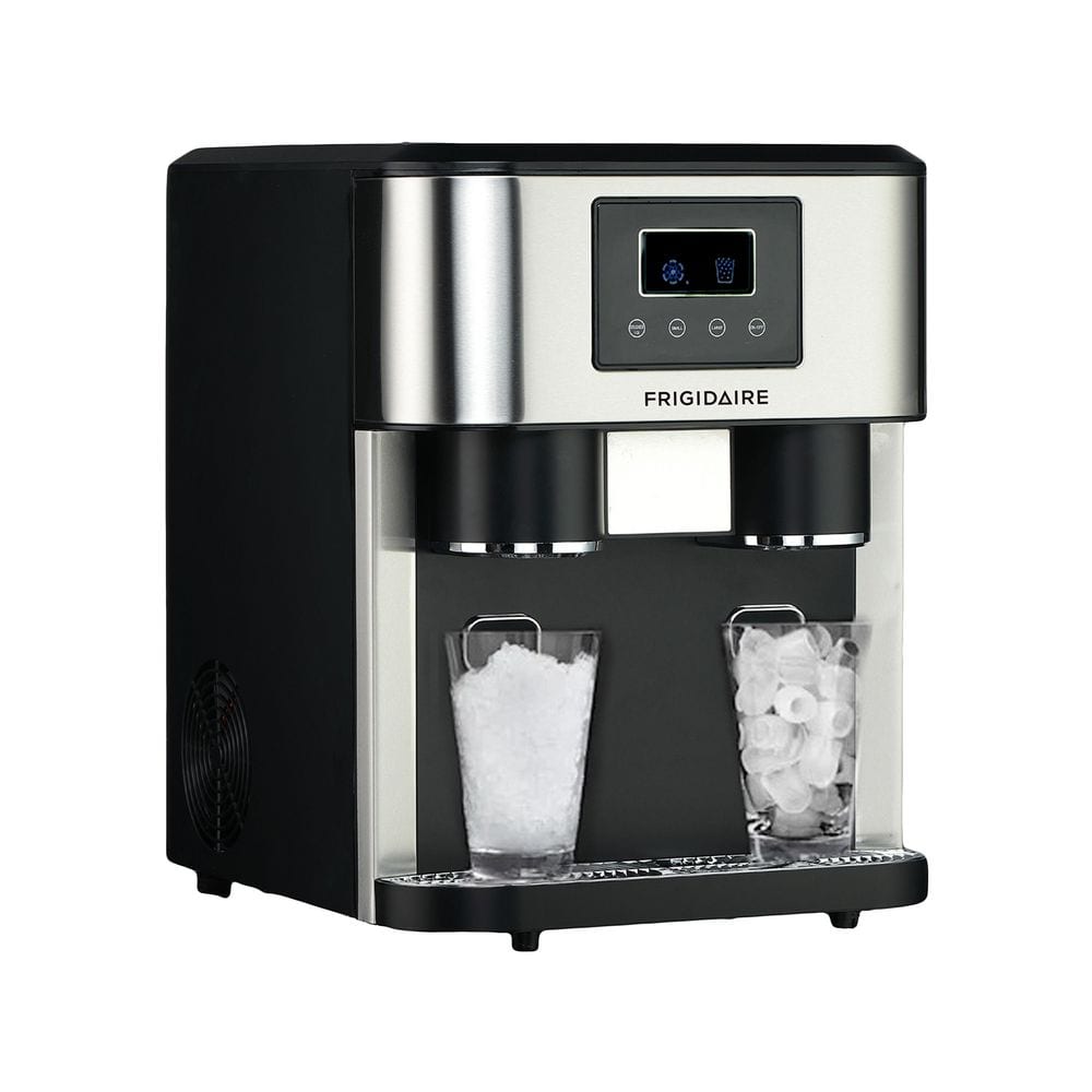 33 Lb. Ice Maker and Water Dispenser with Bullet Shaped Large or Crushed Ice in Stainless Steel