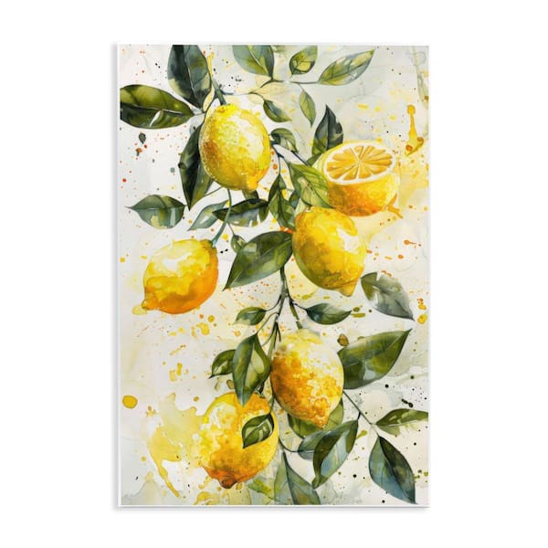 Lemon Watercolor Splashes by LSR Design Studio Unframed Food Graphic Art Print 15 in. x 10 in.