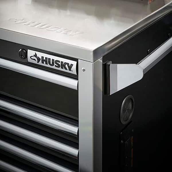 Husky Tool Storage 72 in. W x 25 in. D Professional Duty Black Mobile Workbench Cabinet with Stainless Steel Top