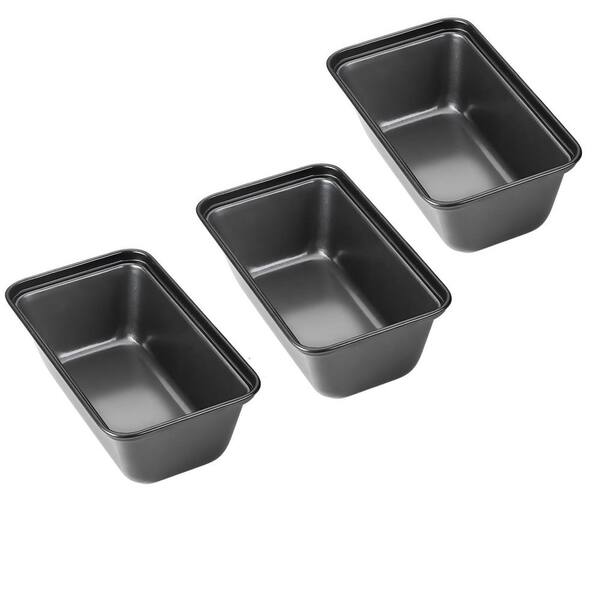 3-Pack 6 x 3.3 in. Mini Loaf Pan for Baking Bread, Nonstick Bread Tins, Tiny Carbon Steel Meatloaf Pan, Dark Grey