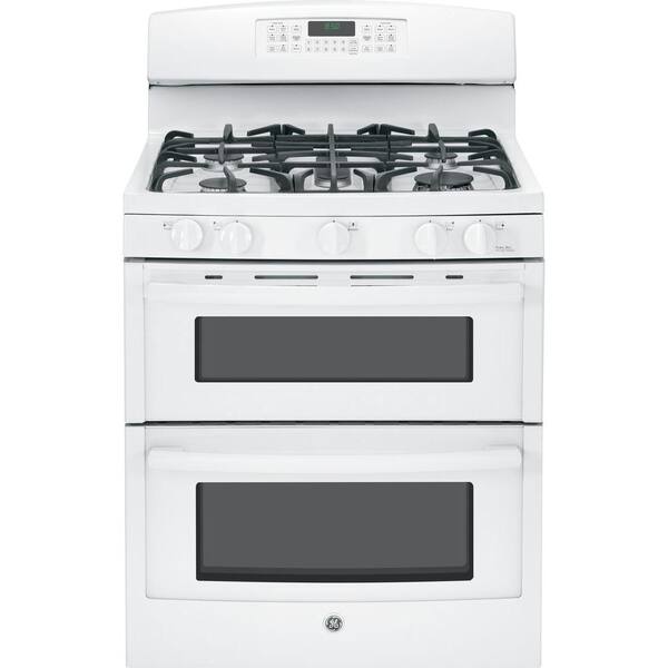 GE 6.8 cu. ft. Double Oven Gas Range with Self-Cleaning Oven in White