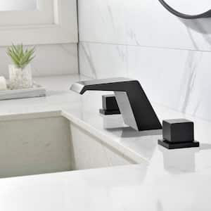 Lilac 3 Hole 2-Handle Waterfall Bathroom Faucet in Matte Black