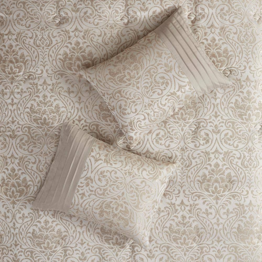 California King White Jacquard Microfiber Bed in a Bag Set