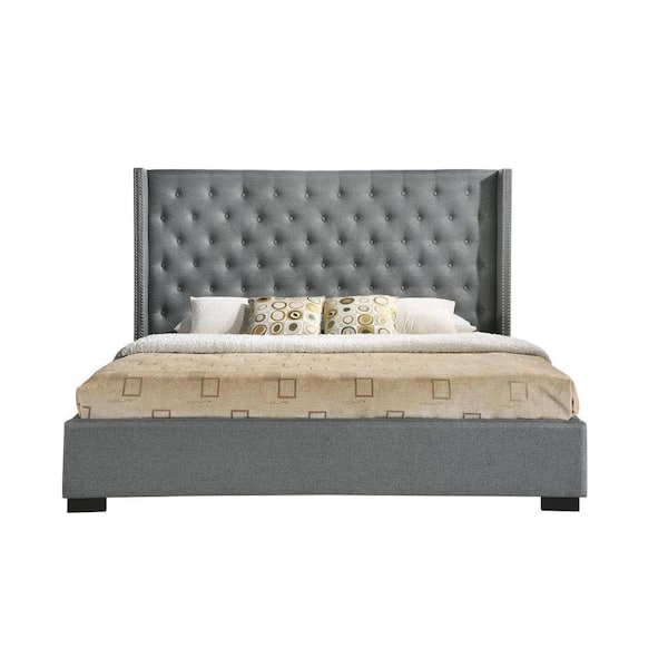 luxeo Newport Gray King Upholstered Bed