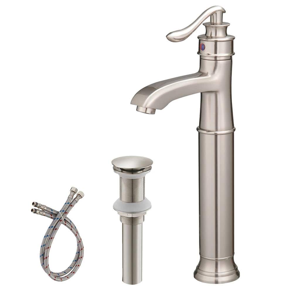 FLG Single Handle Single Hole Bathroom Vessel Sink Faucet Brass Tall