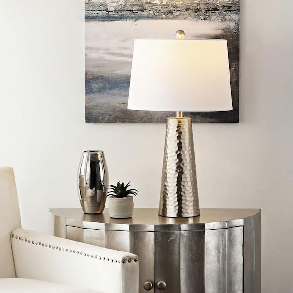 Safavieh Batul 30 in. Nickel Table Lamp with White Shade TBL4261A