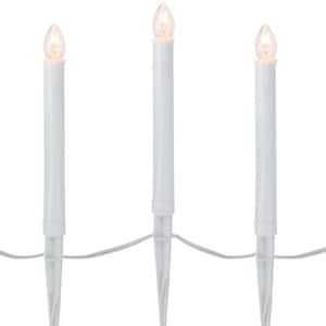 Lighted C7 Candle Christmas Pathway Markers - Clear Lights (Set of 10)