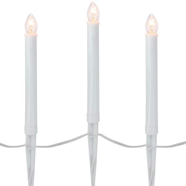 Northlight Lighted C7 Candle Christmas Pathway Markers - Clear Lights (Set of 10)