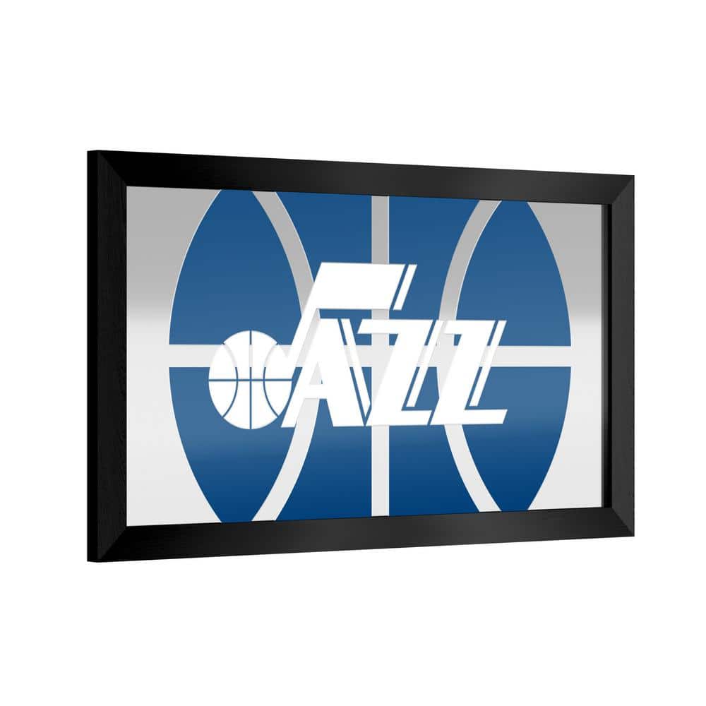 Utah Jazz Fade 26 in. W x 15 in. H Wood Black Framed Mirror NBA9UJ2HD