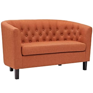 Prospect 49 in. Orange Polyester 2-Seater Loveseat with Round Arms