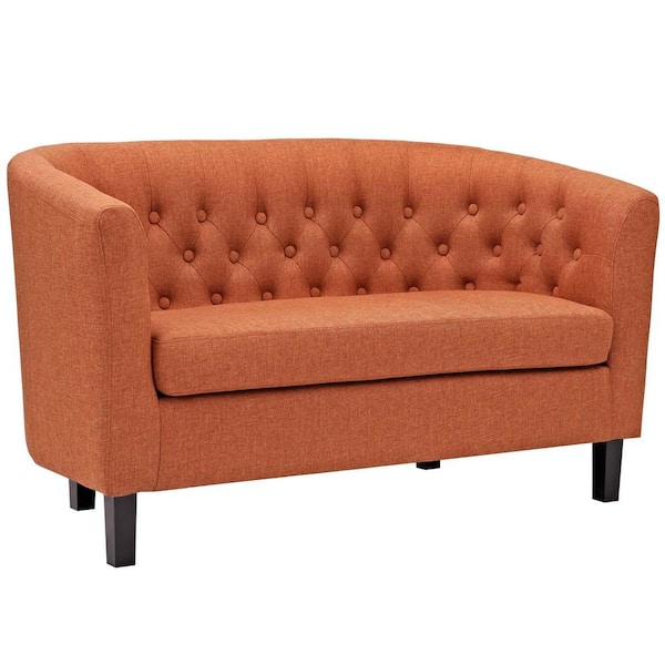 MODWAY Prospect 49 in. Orange Polyester 2-Seater Loveseat with Round Arms