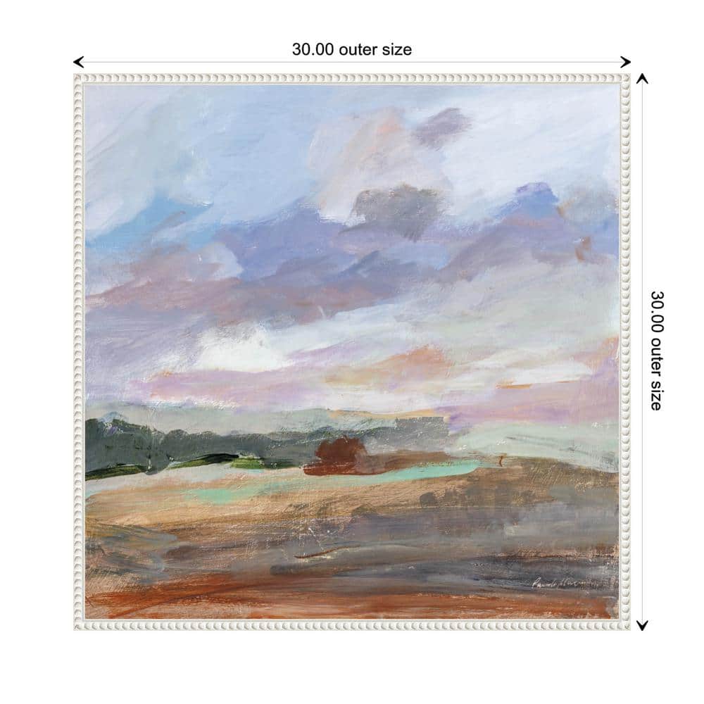 Seashore Without End Abstract Landscape Canvas Art in White Frame
