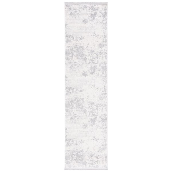 SAFAVIEH Whisper 2 ft. x 8 ft. Ivory/Gray Distressed Marble Runner Rug