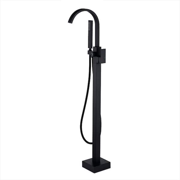 VEVETTA Single-Handle Freestanding Tub Faucet with Hand Shower in. Matte Black