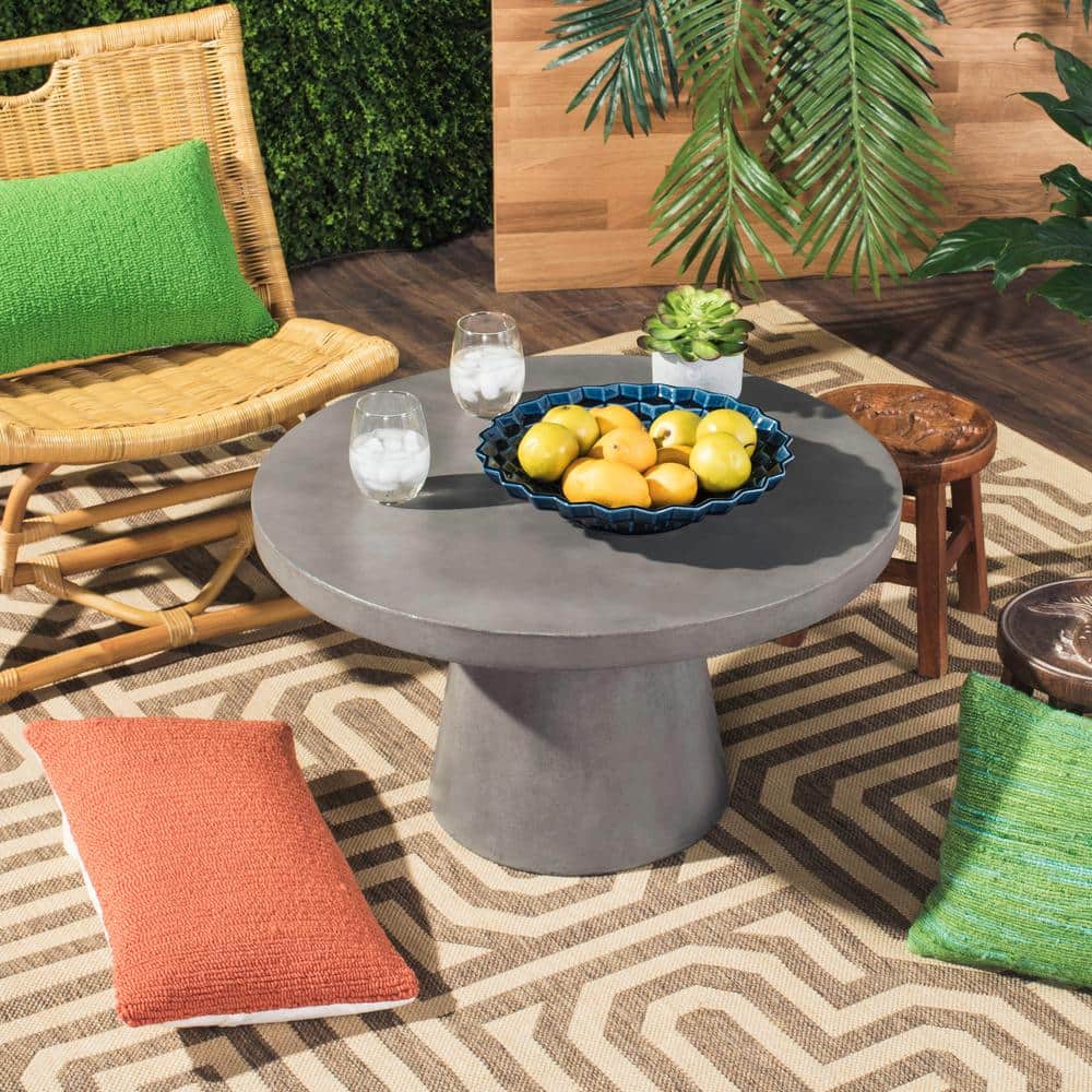 SAFAVIEH Delfia Dark Gray Round Stone Indoor/Outdoor Coffee Table
