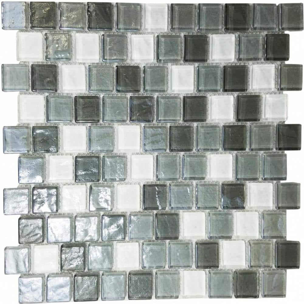 Geo Gray 12 in. x 12 in. Square Textured Glass Wall and Pool Mosaic Tile (10.08 Sq.ft./Case) price history on PriceWatchPro