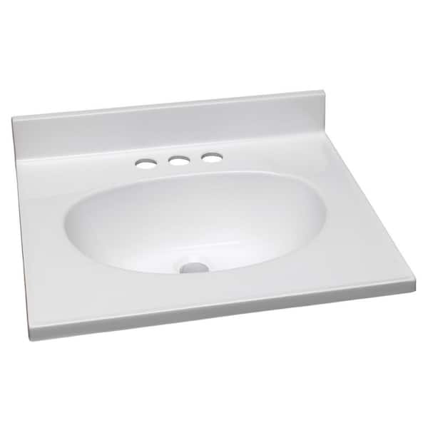 Design House 19 in. Cultured Marble Vanity Top in Solid White with Basin