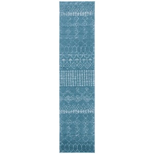 Tulum Turquoise/Blue 2 ft. x 9 ft. Moroccan Runner Rug