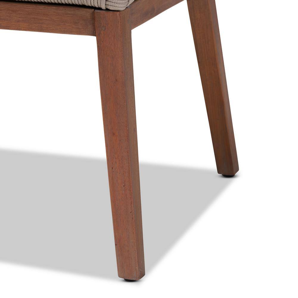 Gray Woven Rope Mahogany and Aluminum Dining Arm Chair