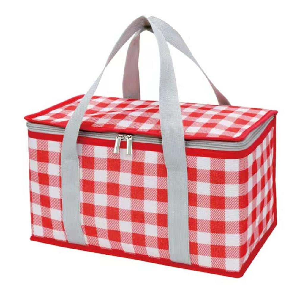 Foldable Insulated Picnic Cooler Bag with Zippered Top for Hot and Cold Food, Red, 13.8 x 7.9 x 7.9 price history on PriceWatchPro