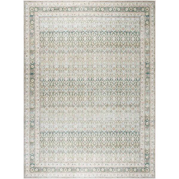Our PNW Home Green 3 ft. x 10 ft. Rainier Traditional Indoor Machine-Washable  Area Rug