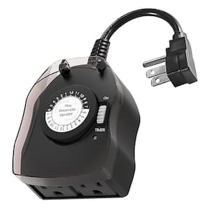 1440 min. Mechanical 15 Amp Chronologic Outdoor Timer Waterproof Programmable Dual Grounded Outlets Heavy Duty