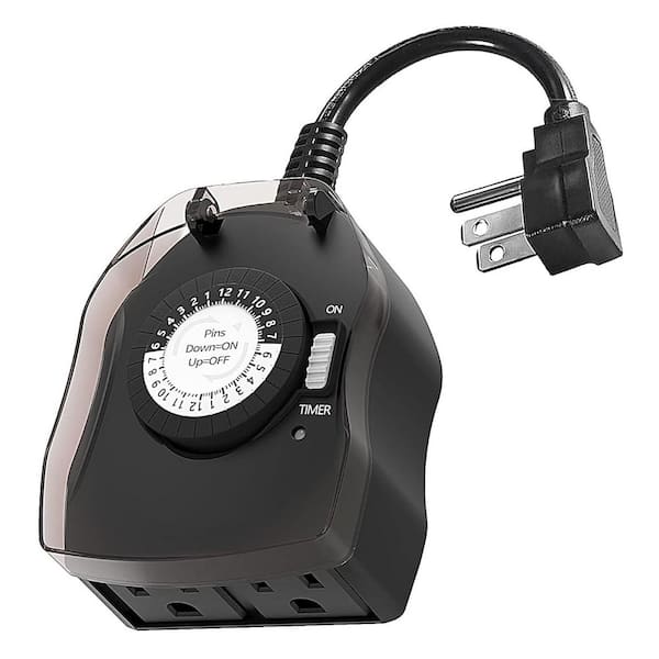 1440 min. Mechanical 15 Amp Chronologic Outdoor Timer Waterproof Programmable Dual Grounded Outlets Heavy Duty