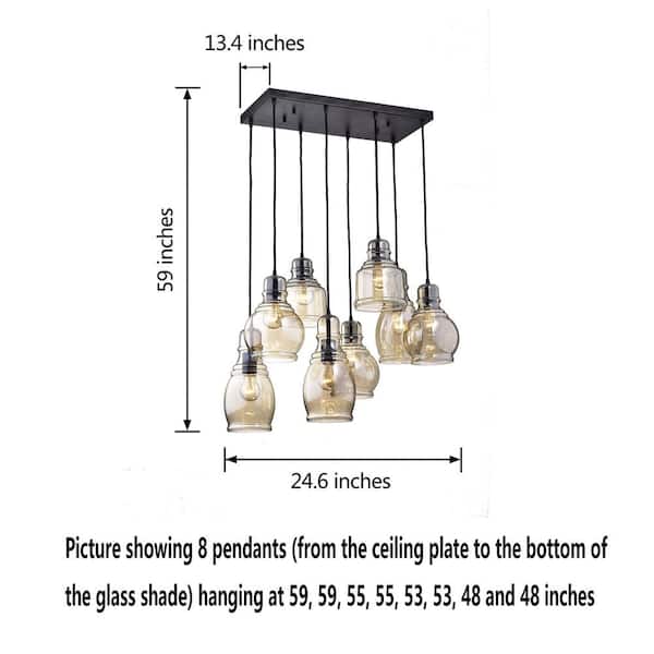 Jojospring Lynn 60-Watt 8-Light Antique Black Pendant Light with