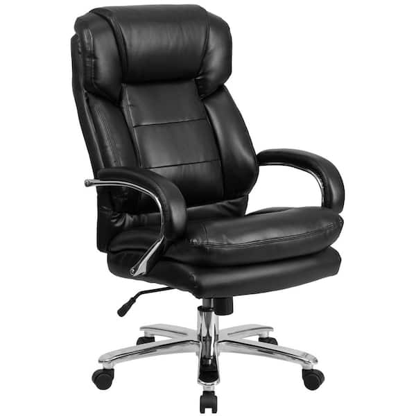 Flash Furniture Black Hercules Series Leather Soft Swivel Office Chair with Loop Arms, Ergonomic Padded High-Back Executive Chair