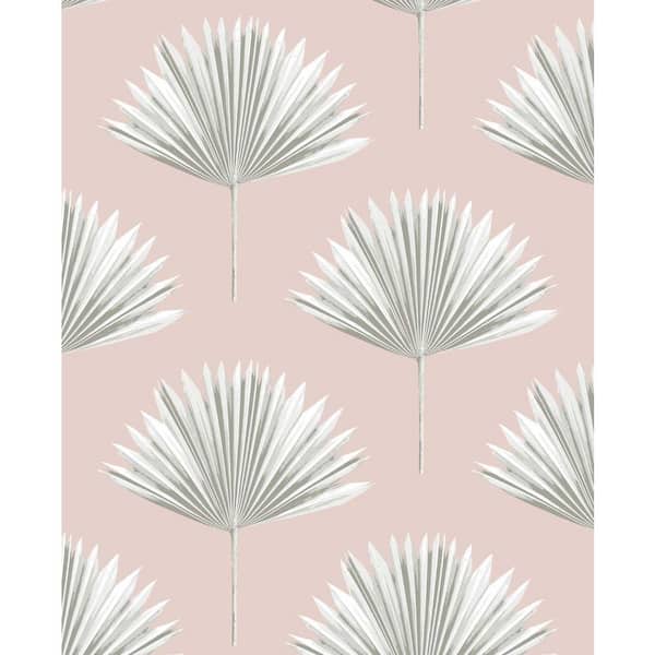 NextWall Pink Mist Tropical Fan Palm Vinyl Peel and Stick Wallpaper Roll 30.75 sq. ft.