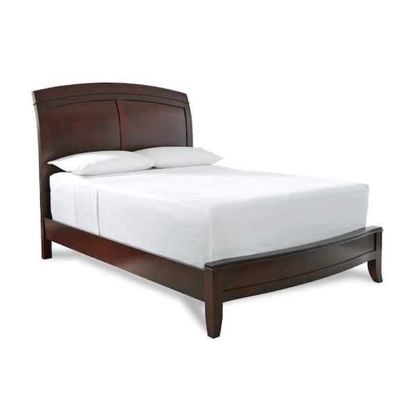 Kyle Cherry Brown King Wood Frame Sleigh Bed with Low Profile
