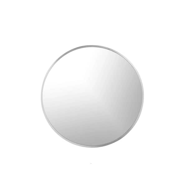 Mona 24 in. W x 24 in. H Round Stainless Steel Framed Wall Bathroom Vanity Mirror in Brushed Nickel