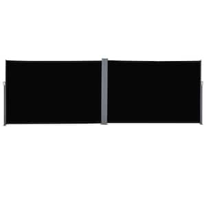 Black 20 ft. Double Retractable Patio Side Awning Garden Sun Shade with UV-Fighting Screen, Auto Pull-Back Function