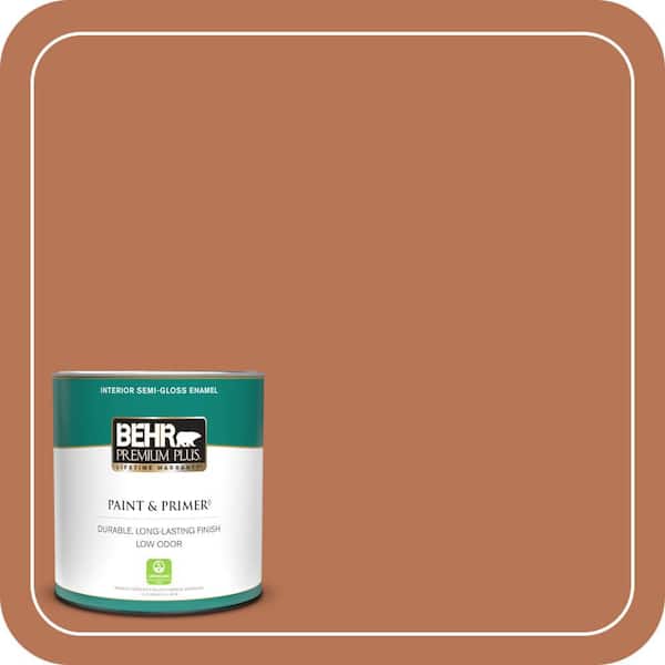 BEHR PREMIUM PLUS 1 qt. Home Decorators Collection #HDC-AC-06 Campfire Blaze Semi-Gloss Enamel Low Odor Interior Paint & Primer