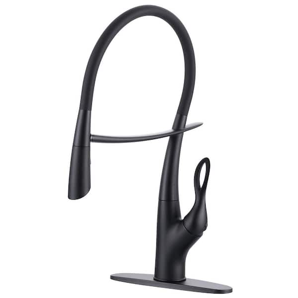 Magnetic 19.9 in. H Single Handle Pull Out Sprayer Kitchen Faucet With 2-Mode Spray, 360° Spout Swivel in Matte Black