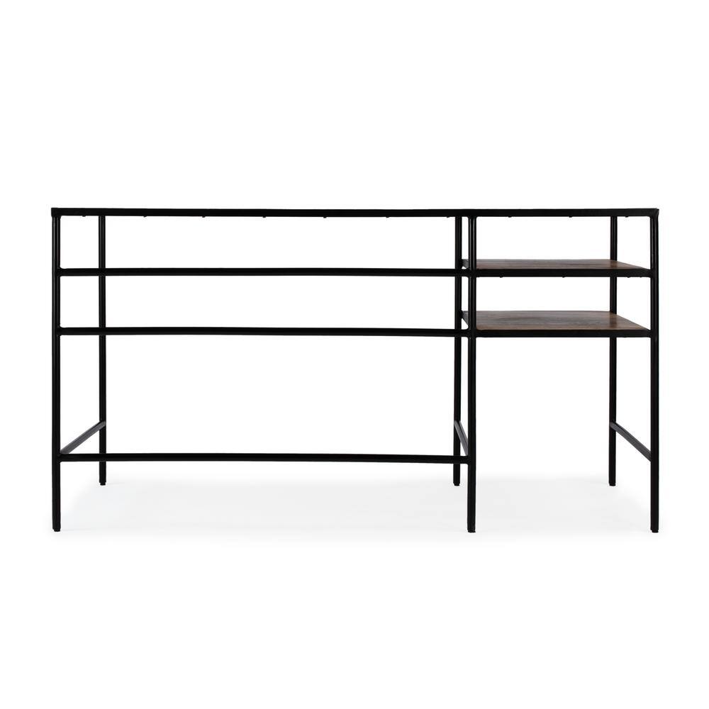 Jensen 55" Natural Mango Wood and Black Iron Home Office Desk