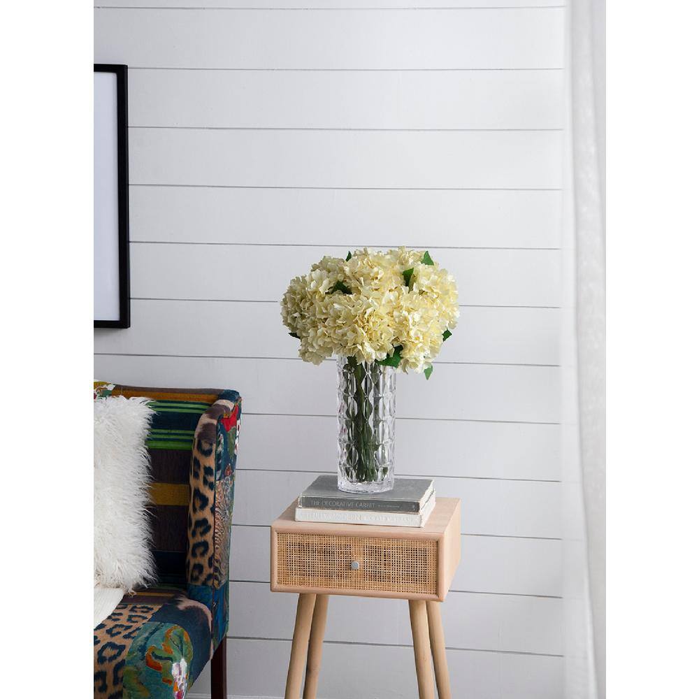 34" Cream Faux Hydrangea Stems with Leaves - Set of 12