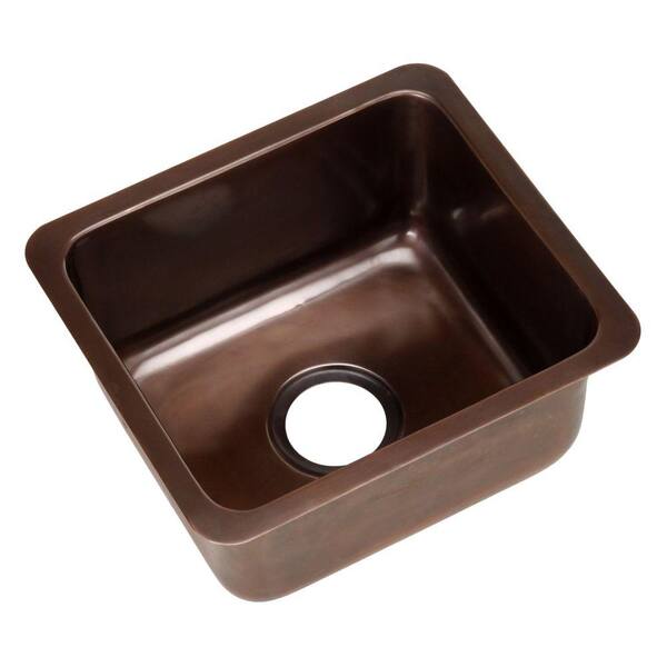 ECOSINKS Dual Mount Smooth Antique Solid Copper 17x15x8 1-Hole Bar/Prep Sink-DISCONTINUED