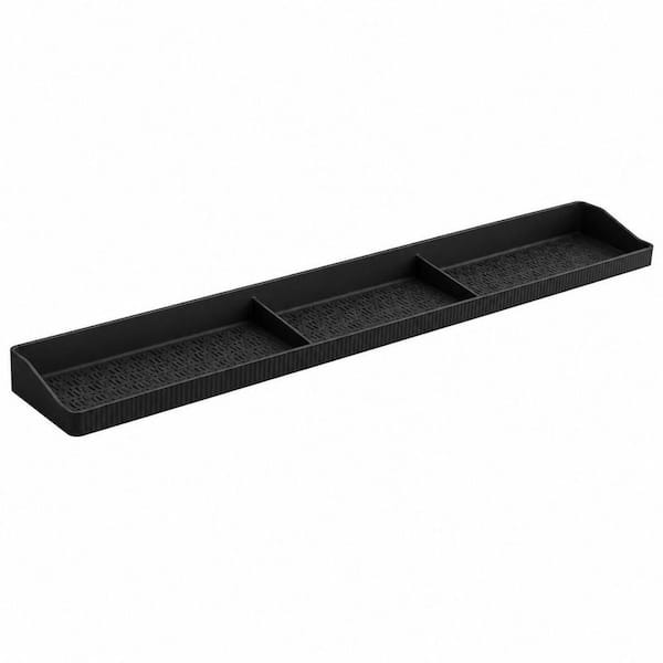 1-Shelf Black Magnetic Mount Stove Top Storage Shelf, Heat Resistant Silicone Spice Rack Organizer for Kitchen Counter