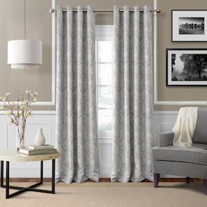 Gray Paisley Blackout Curtain - 52 in. W x 84 in. L