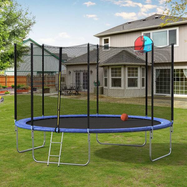 Merax 12-Feet Round Trampoline with 72PCS Springs And Basketball Hoop&Ladder