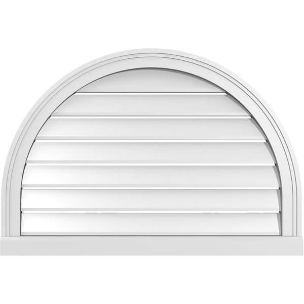 Ekena Millwork 32 in. x 22 in. Round Top White PVC Paintable Gable Louver Vent Functional