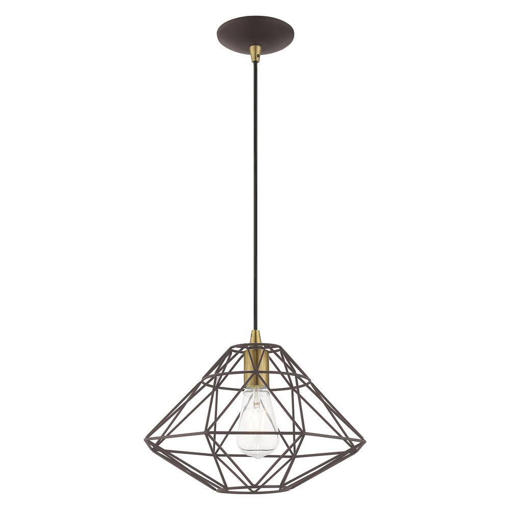 Bronze Geometric Mini Pendant Light for Indoor/Outdoor Use